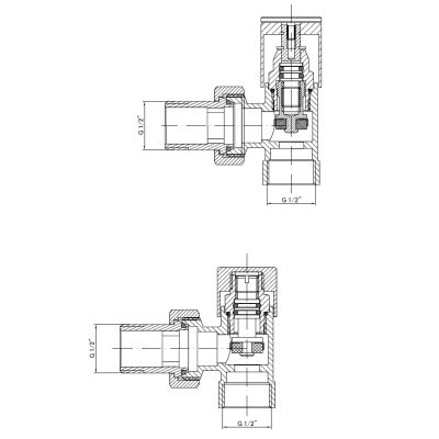 Invena komplet zaworów grzejnikowych kątowy grafit strukturalny CZ-32-K15