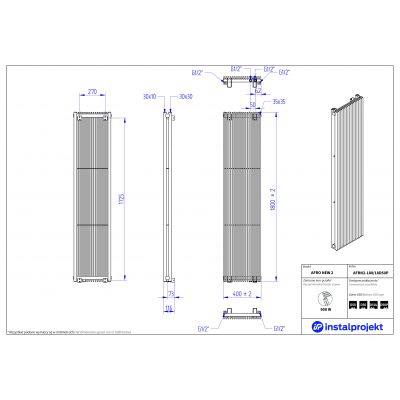 Instal Projekt Afro New 2 grzejnik pokojowy 180x40 cm podłączenie dolne biały AFRN2-180/18D50P