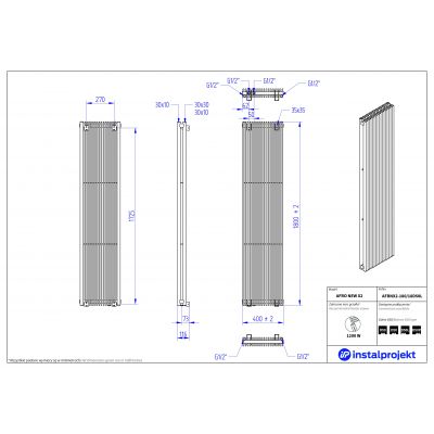 Instal Projekt Afro New X 2 grzejnik pokojowy 180x40 cm podłączenie dolne biały AFRNX2-180/18D50L