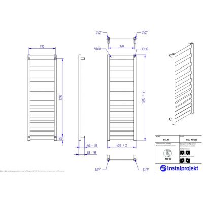 Instal Projekt Belti grzejnik łazienkowy dekoracyjny 120,3x40 cm grafit BEL-40/120C12
