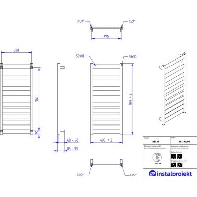 Instal Projekt Belti grzejnik łazienkowy dekoracyjny 89,6x40 cm grafit BEL-40/90C12