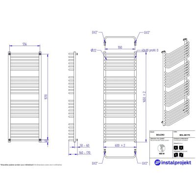 Instal Projekt Bolero grzejnik łazienkowy drabinkowy 165x60 cm biały BOL-60/170