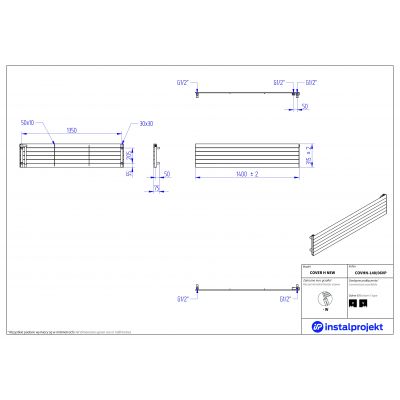 Instal Projekt Cover H New grzejnik pokojowy 140x31,5 cm biały COVHN-140/06VP
