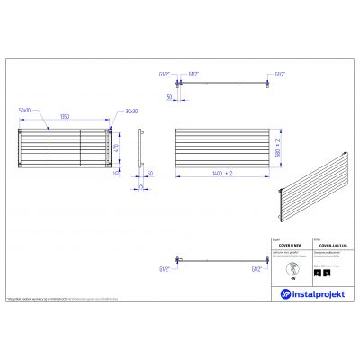 Instal Projekt Cover H New grzejnik pokojowy 140x58 cm biały COVHN-140/11VL
