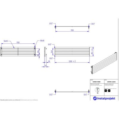 Instal Projekt Cover H New grzejnik pokojowy 31,5x120 cm podłączenie boczne grafitowy COVHN-120/06C12