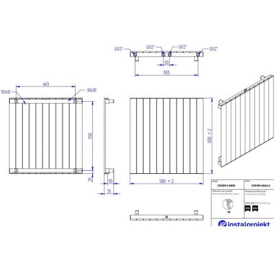 Instal Projekt Cover V New grzejnik pokojowy 60x58 cm podłączenie dolne czarny mat COVVN-060/11C31