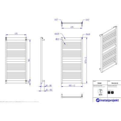 Instal Projekt Frame grzejnik łazienkowy drabinkowy 107,5x40 cm FRA-40/110C12