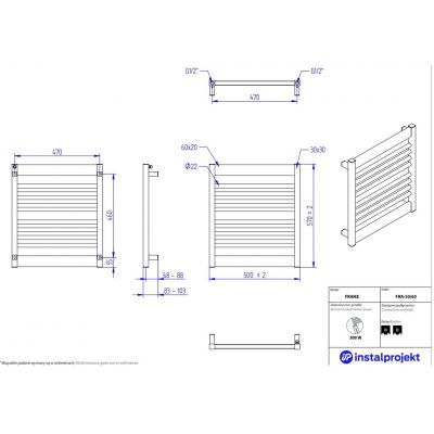 Instal Projekt Frame grzejnik łazienkowy drabinkowy 57x50 cm grafit FRA-50/60C12