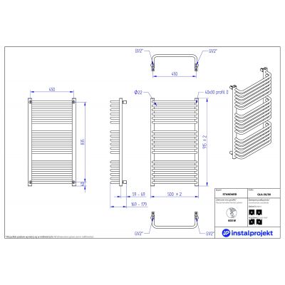 Instal Projekt Standard grzejnik łazienkowy drabinkowy 91x50 cm biały GŁA-50/90