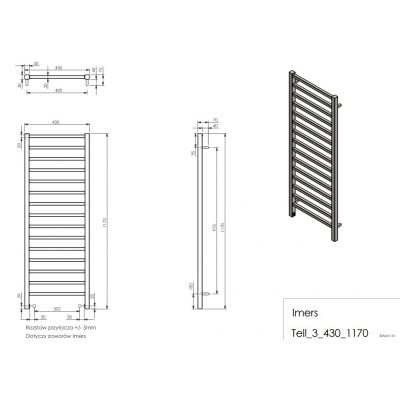 Imers Tell grzejnik łazienkowy drabinkowy 117x43 cm biały G01743011702