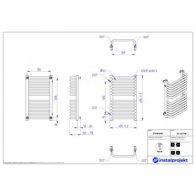 Instal Projekt Standard grzejnik łazienkowy drabinkowy 68,6x40 cm biały GŁ-40/70B