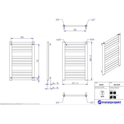 Instal Projekt Makao grzejnik łazienkowy dekoracyjny 88,3x57,7 cm grafit MAK-60/90C12