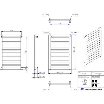 Instal Projekt Makao grzejnik łazienkowy dekoracyjny 88,3x57,7 cm czarny MAK-60/90C75
