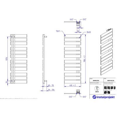 Instal Projekt Nameless grzejnik łazienkowy dekoracyjny 118,6x40 cm biały NAM-40/120C34