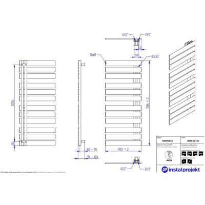 Instal Projekt Nameless grzejnik łazienkowy black strukture NAM-50/120C75