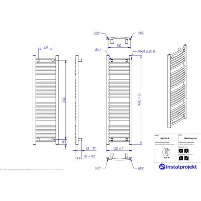 Instal Projekt Omega R grzejnik łazienkowy drabinkowy 140,2x40 cm biały OMER-40/140