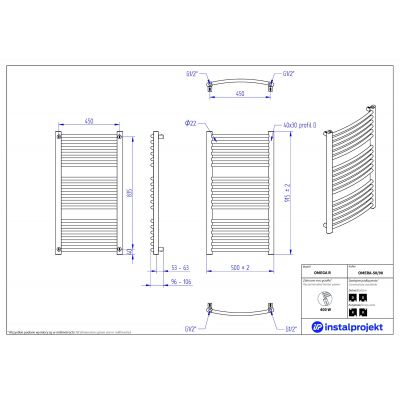 Instal Projekt Omega R grzejnik łazienkowy drabinkowy 91,5x50 cm biały OMERA-50/90