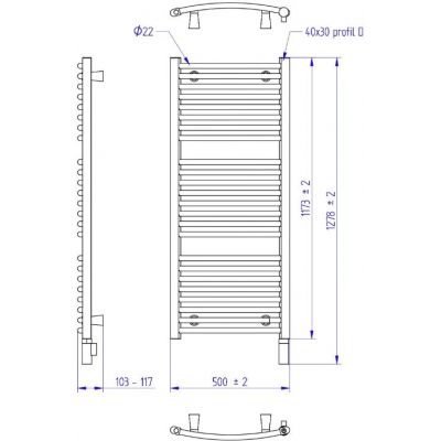 Instal Projekt Omega R Electro grzejnik elektryczny 127,8x50 cm biały OMERAE-50/120+GH-06C1