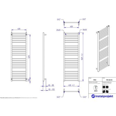Instal Projekt Piko grzejnik łazienkowy dekoracyjny 132,9x43 cm biały PIK-40/130C31
