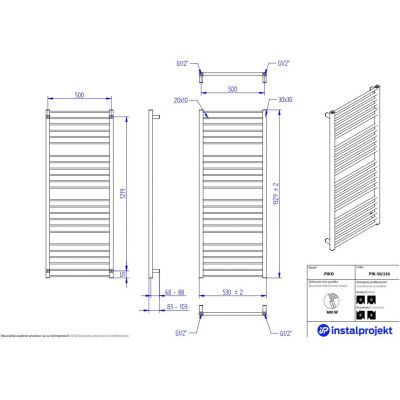 Instal Projekt Piko grzejnik łazienkowy dekoracyjny 132,9x53 cm grafit PIK-50/130C12