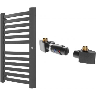 Zestaw Instal Projekt Retto grzejnik łazienkowy 70,8x41,2 cm z zestawem termostatycznym Z17 lewym grafit (RET4070C12, 606400002C12)