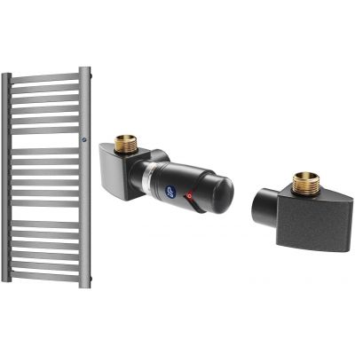 Zestaw Instal Projekt Retto grzejnik łazienkowy 107,2x54 cm z zestawem termostatycznym Z17 lewym grafit (RET50110C12, 606400002C12)