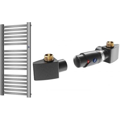 Zestaw Instal Projekt Retto grzejnik łazienkowy 107,2x54 cm z zestawem termostatycznym Z17 prawym grafit (RET50110C12, 606400001C12)