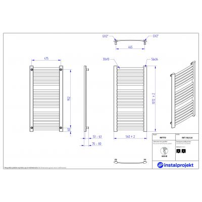 Instal Projekt Retto grzejnik łazienkowy 107,2x54 cm czarny RET-50/110C31