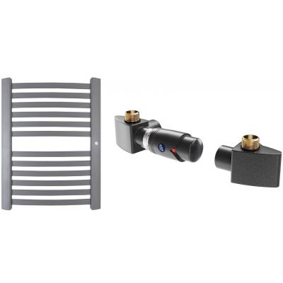 Zestaw Instal Projekt Retto grzejnik łazienkowy 70,8x54 cm z zestawem termostatycznym Z17 lewym grafit (RET5070C12, 606400002C12)