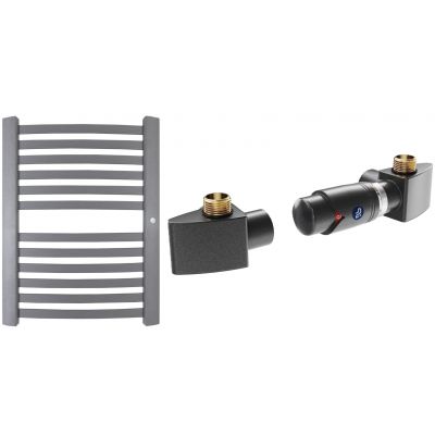 Zestaw Instal Projekt Retto grzejnik łazienkowy 70,8x54 cm z zestawem termostatycznym Z17 prawym grafit (RET5070C12, 606400001C12)