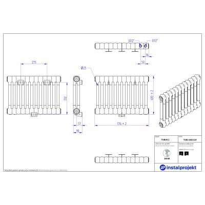 Instal Projekt Tubus 2 grzejnik 40x57,6 cm biały TUB2-040/12V