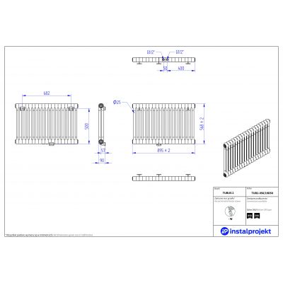 Instal Projekt Tubus 2 grzejnik pokojowy 56,8x89,5 cm biały TUB2-050/19D50