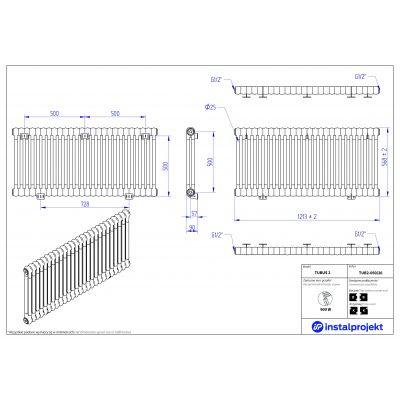 Instal Projekt Tubus 2 grzejnik pokojowy 56,8x121,3 cm biały TUB2-050/26