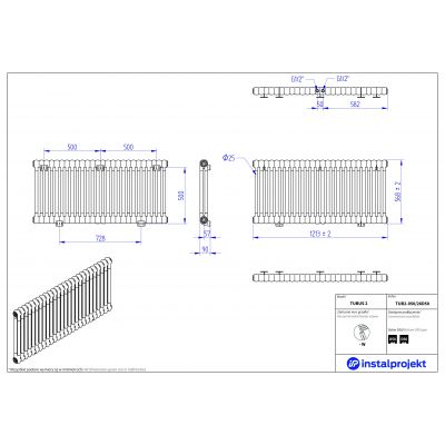 Instal Projekt Tubus 2 grzejnik pokojowy 56,8x121,3 cm biały TUB2-050/26D50