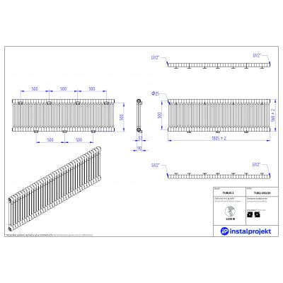 Instal Projekt Tubus 2 grzejnik pokojowy 56,8x180,5 cm biały TUB2-050/39