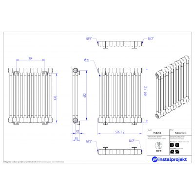 Instal Projekt Tubus 2 grzejnik 70x57,6 cm biały TUB2-070/12
