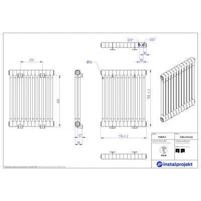 Instal Projekt Tubus 2 grzejnik 70x57,6 cm biały TUB2-070/12V