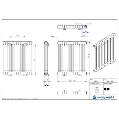 Instal Projekt Tubus 2 grzejnik 70x62,2 cm biały TUB2-070/13V