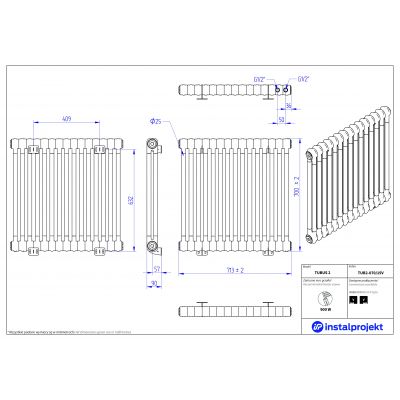 Instal Projekt Tubus 2 grzejnik 70x71,3 cm biały TUB2-070/15V