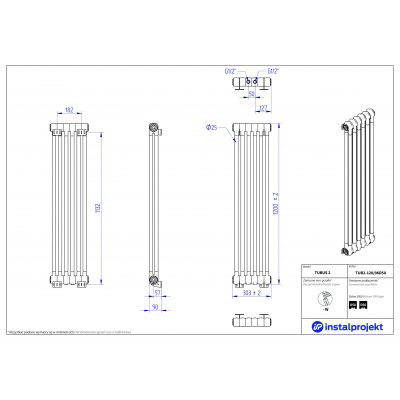 Instal Projekt Tubus 2 grzejnik 120x30,3 cm biały TUB2-120/06D50