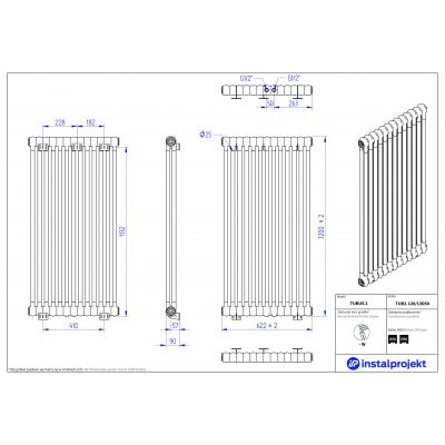 Instal Projekt Tubus 2 grzejnik 120x62,2 cm biały TUB2-120/13D50