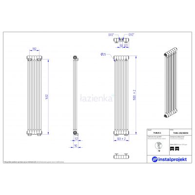 Instal Projekt Tubus 2 grzejnik pokojowy 150x30,3 cm biały TUB2-150/06D50