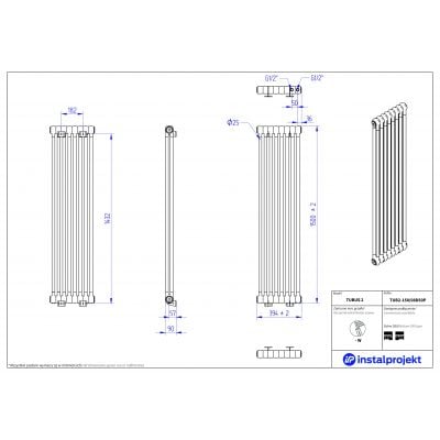 Instal Projekt Tubus 2 grzejnik pokojowy 150x39,4 cm biały TUB2-150/08D50P
