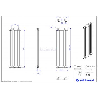 Instal Projekt Tubus 2 grzejnik pokojowy 150x48,5 cm podłączenie dolne biały TUB2-150/10D50