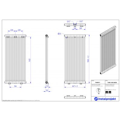 Instal Projekt Tubus 2 grzejnik pokojowy 150x66,7 cm biały TUB2-150/14D50