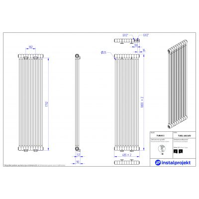 Instal Projekt Tubus 2 grzejnik 180x48,5 cm podłączenie typu V biały TUB2-180/10V