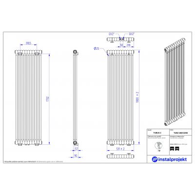 Instal Projekt Tubus 2 grzejnik pokojowy 180x53,1 cm podłączenie dolne biały TUB2-180/11D50
