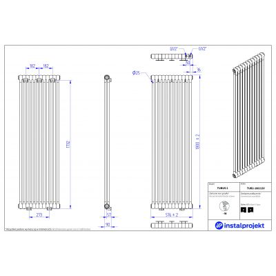 Instal Projekt Tubus 2 grzejnik 180x57,6 cm podłączenie typu V biały TUB2-180/12V