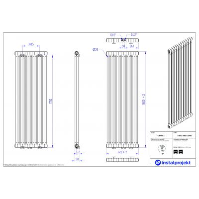 Instal Projekt Tubus 2 grzejnik 180x62,2 cm biały TUB2-180/13D50