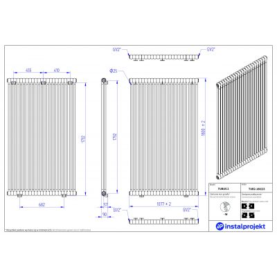 Instal Projekt Tubus 2 grzejnik 180x107,7 cm biały TUB2-180/23
